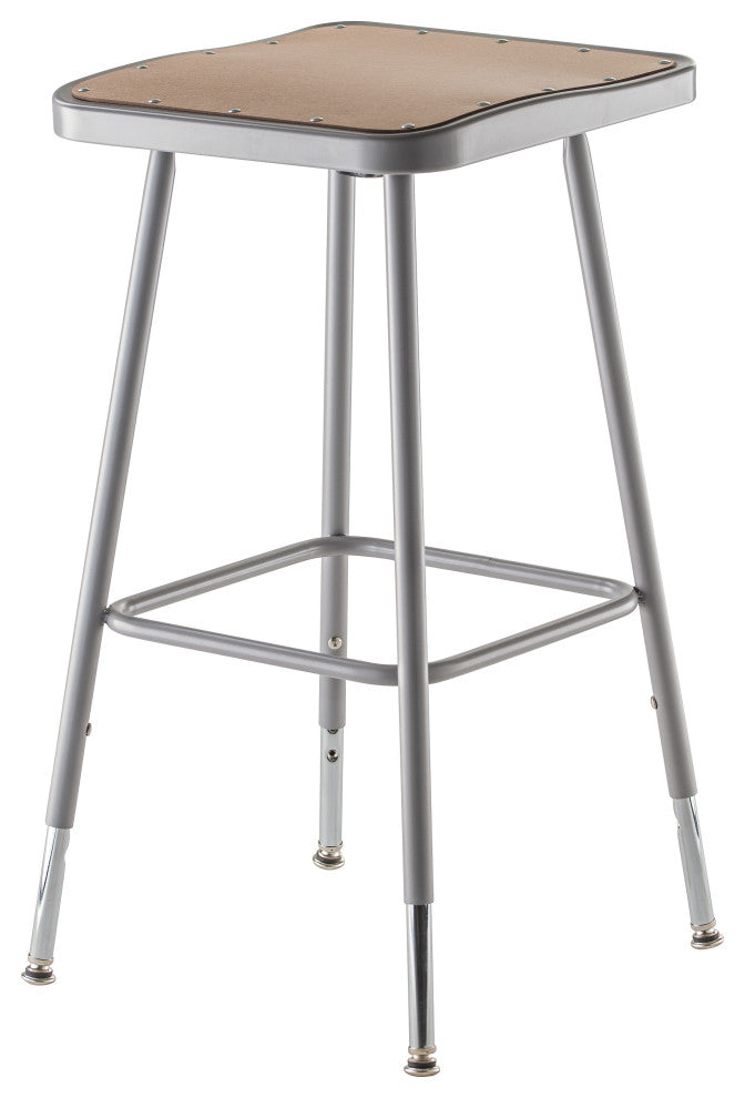 NPS 25"-33" Height Adjustable Heavy Duty Square Seat Steel Stool, Grey