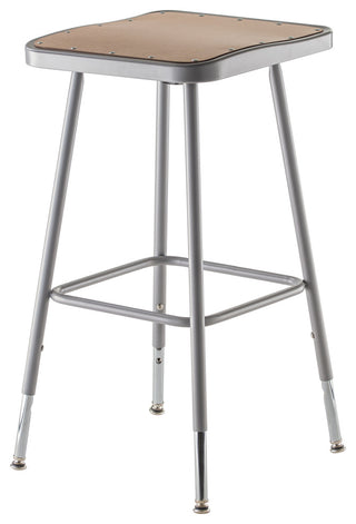 NPS 25"-33" Height Adjustable Heavy Duty Square Seat Steel Stool, Grey