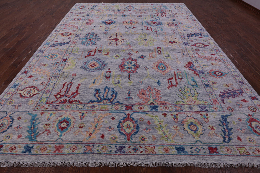 10' 4" X 13' 11" Hand-Knotted Turkish Oushak Rug - Q16104
