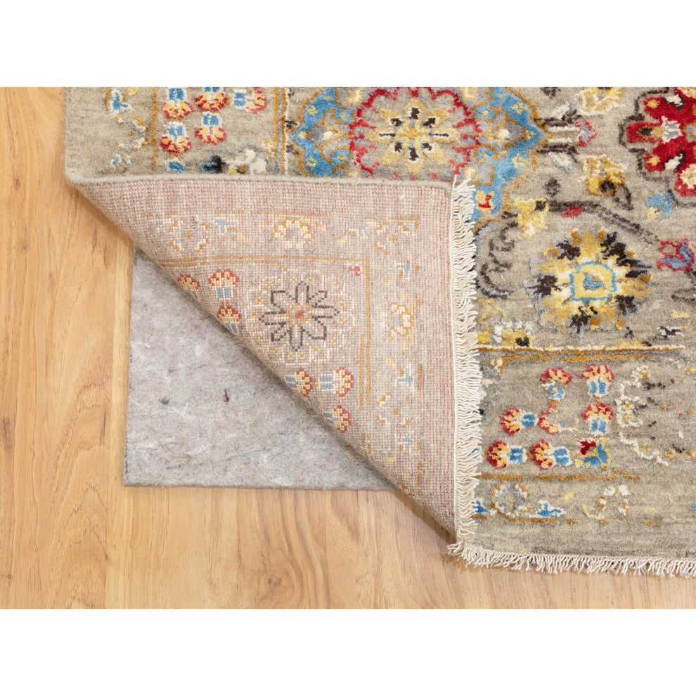 THE SUNSET ROSETTES Wool And Pure Silk Hand Knotted Oriental Rug, 6'1"x9'0"