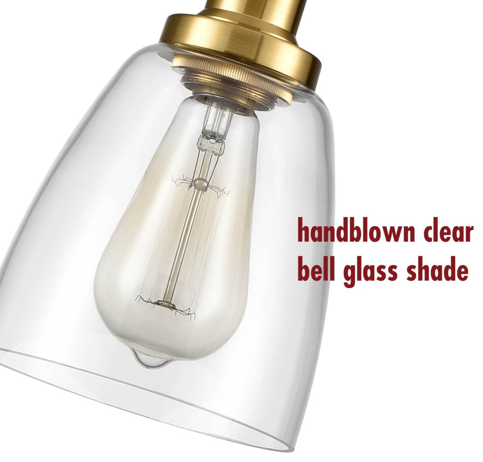 Modern Brass Mini Stem Pendant Light Glass Kitchen Fixture