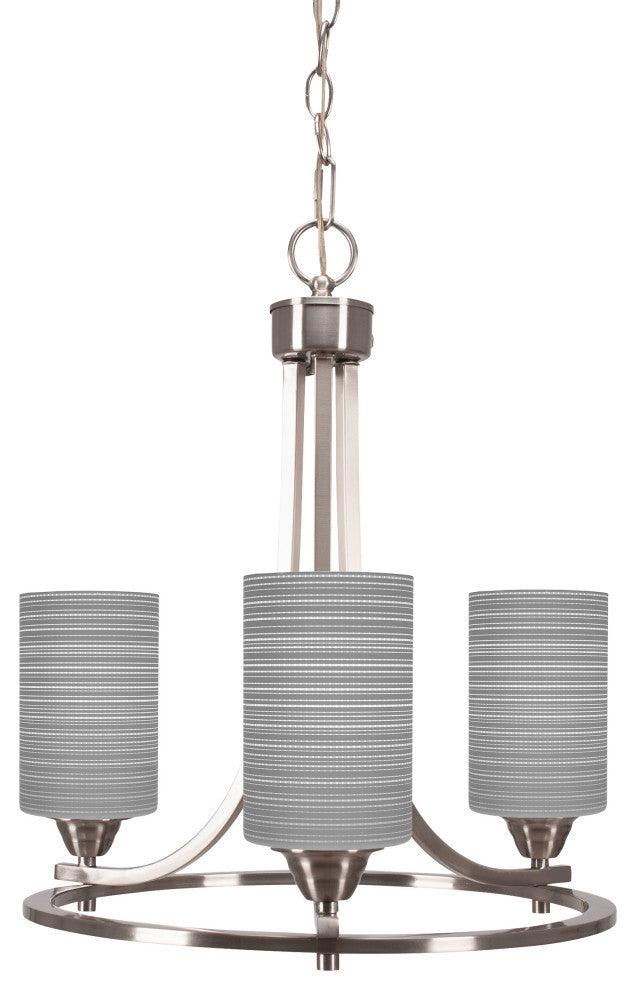 Paramount Uplight 3-Light Chandelier, Brushed Nickel, 4" Gray Matrix Glass