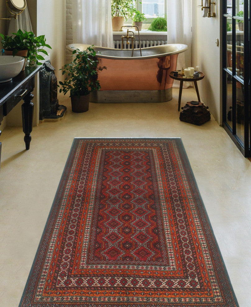 Fine Vintage Distressed Massiya Red/Charcoal Runner, 3'1x5'8