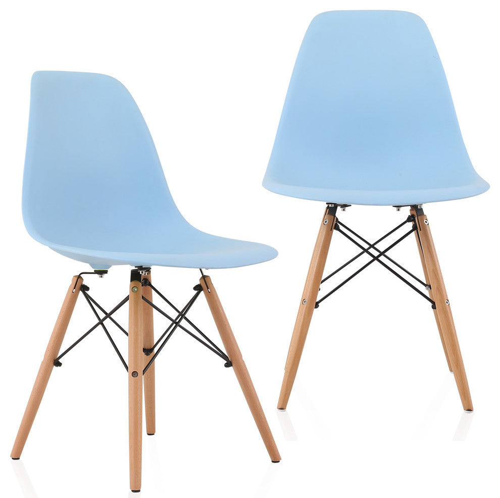 Light Blue Midcentury Modern Plastic Dining Chairs, Set of 2