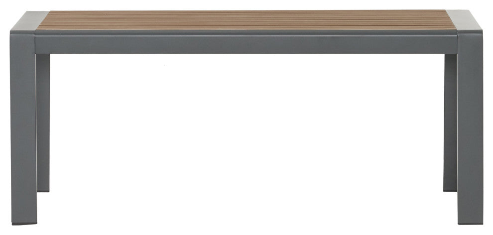 Trimble Outdoor Aluminum Coffee Table, Gray and Brown