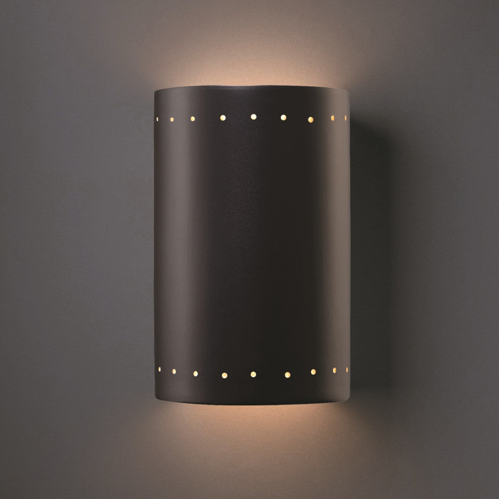Ambiance ADA Outdoor Large Ceramic Cylinder Wall Sconce, Carbon Matte Black, LED