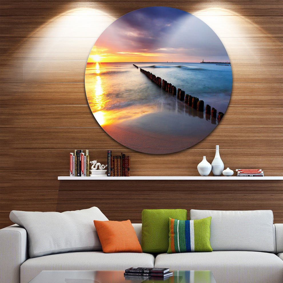 Baltic Sea Poland Beach, Photography Disc Metal Wall Art, 11"