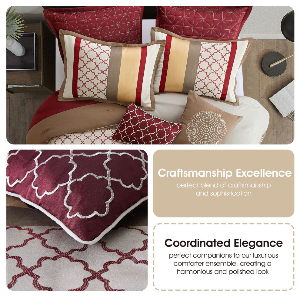 Avalon 8-Piece Comforter Set, Berry Taupe, Queen