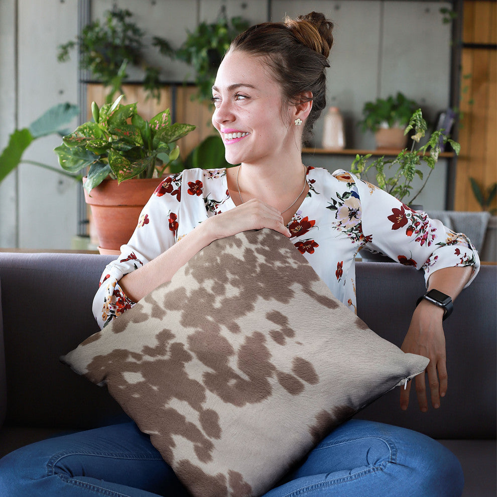 Plutus Brown Cowhide Animal Luxury Throw Pillow, 20"x36"