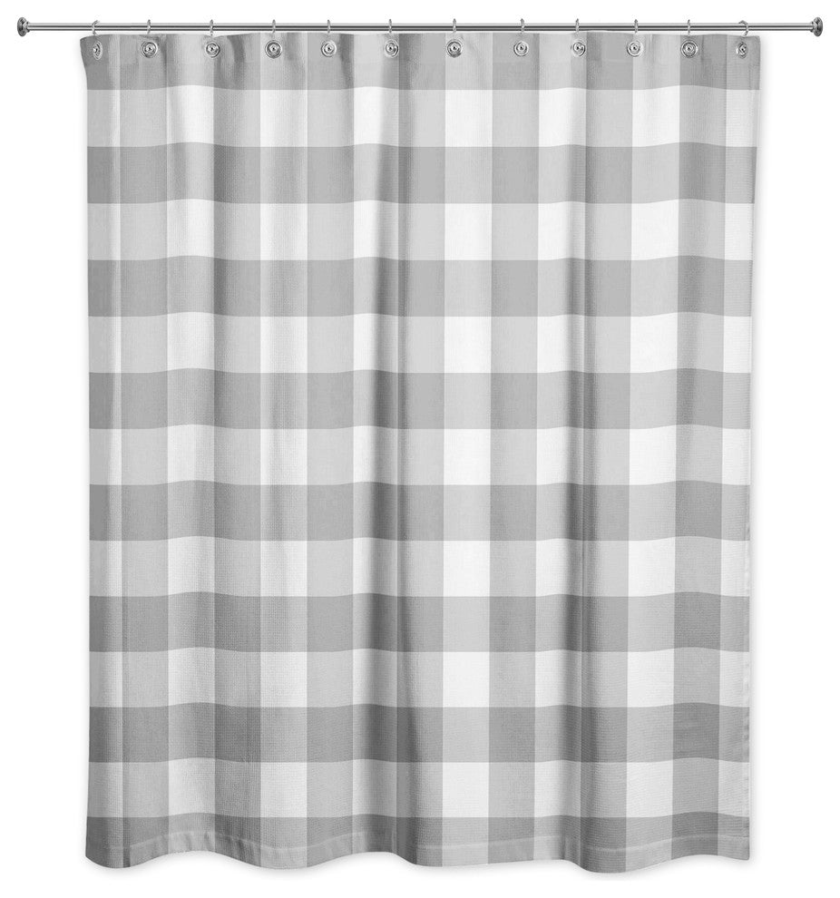 Grey Buffalo Check 71x74 Shower Curtain