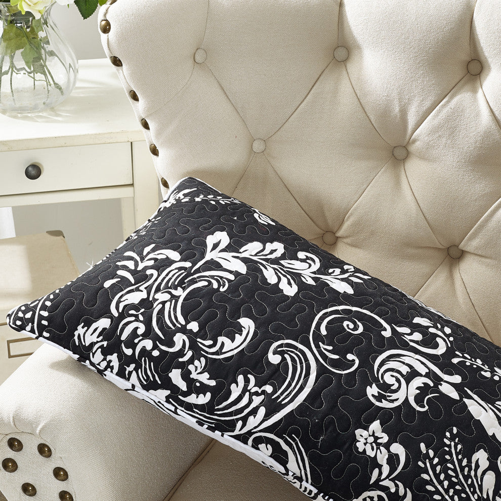Printed Microfiber Pillow Covers, Set of 2, La Boheme Black