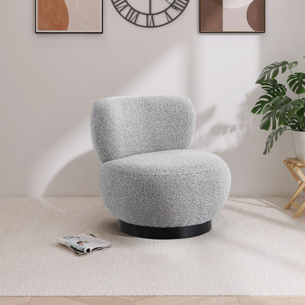 Calais Accent Chair, Gray, Black Oak Veneer Base