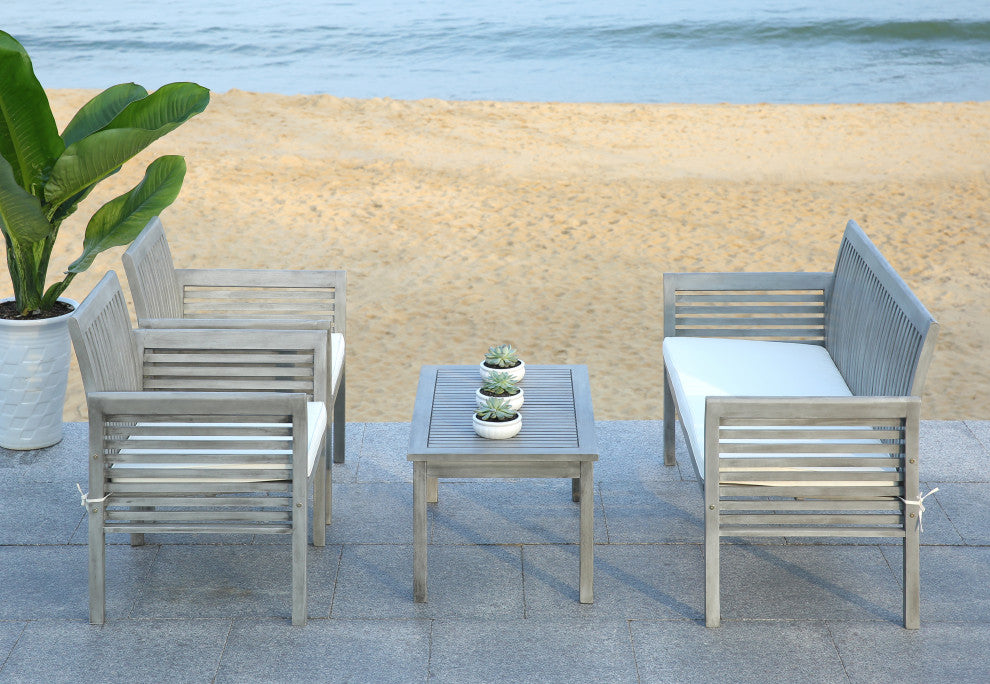 Safavieh Carson 4-Piece Indoor-Outdoor Living Set, Gray Wash
