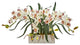 Nearly Natural Cymbidium Artificial Arrangement in White Vase