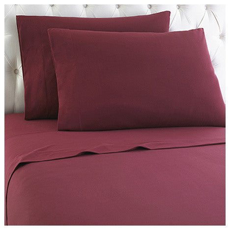 Micro Flannel Sheet Set, Wine, Queen