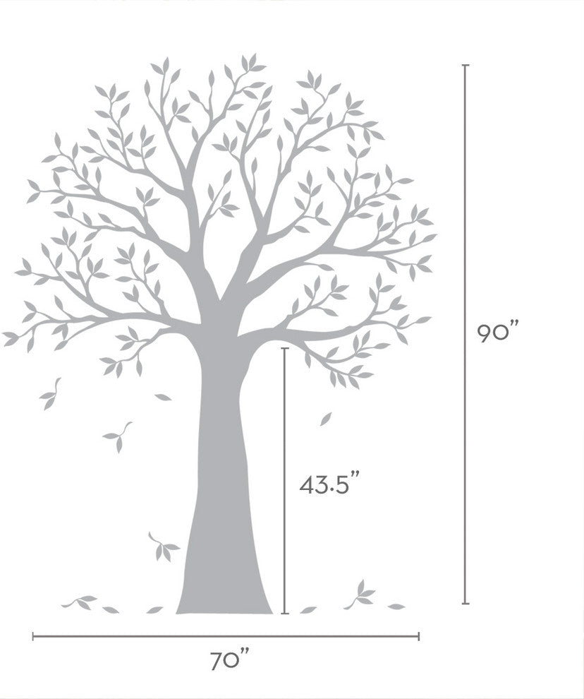 Narrow Family Tree Wall Decal, Chestnut Brown, 70"x90"