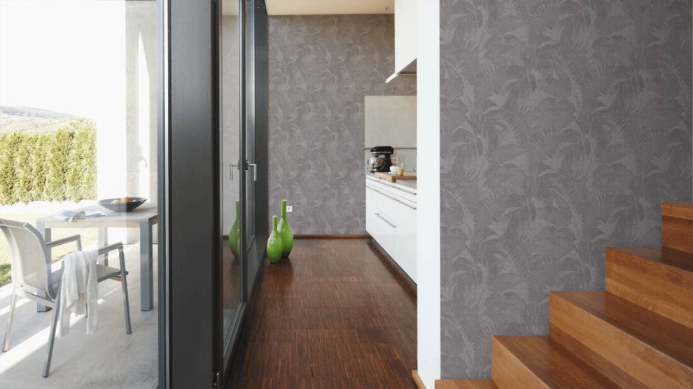 Botanical Jungle Textured Wallpaper Featuring Tropical Leaves, 373961