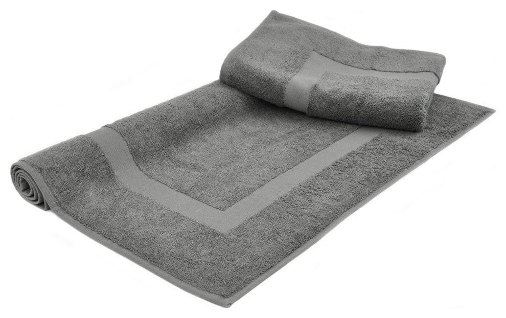 Dobby Border Luxury Hotel and Spa Bath Mat, Set of 2, Gray