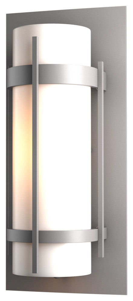 Banded Outdoor Sconce, Coastal Burnished Steel Finish - Opal Glass