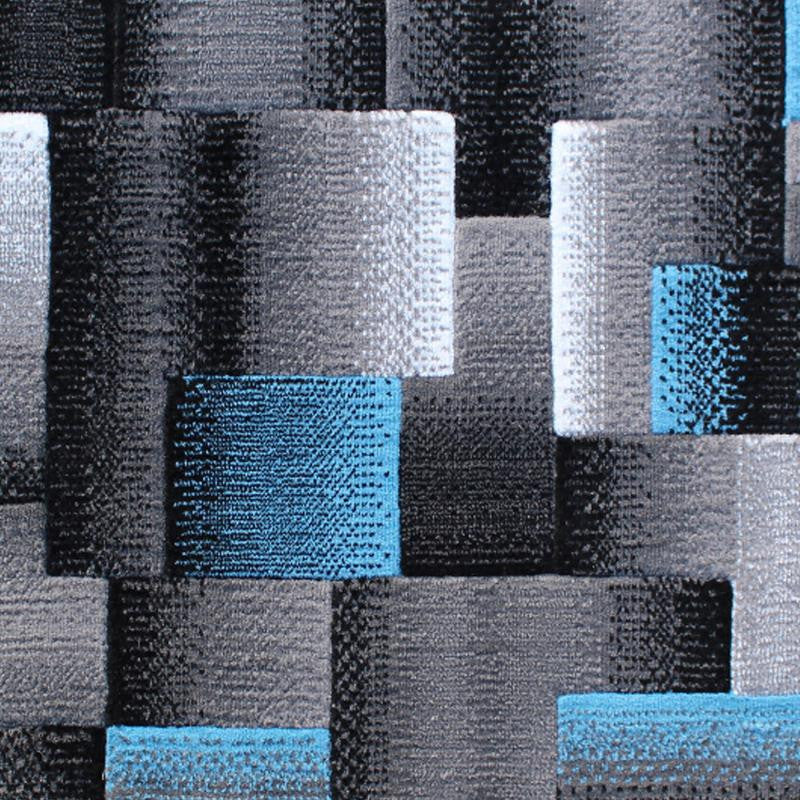 Elio Collection Color Blocked Area Rug, Blue, 2' X 7'