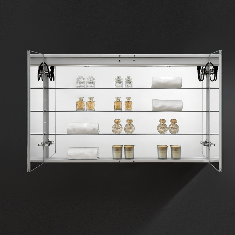 Tiempo Bathroom Medicine Cabinet With LED Lighting and Defogger, 48"x30"