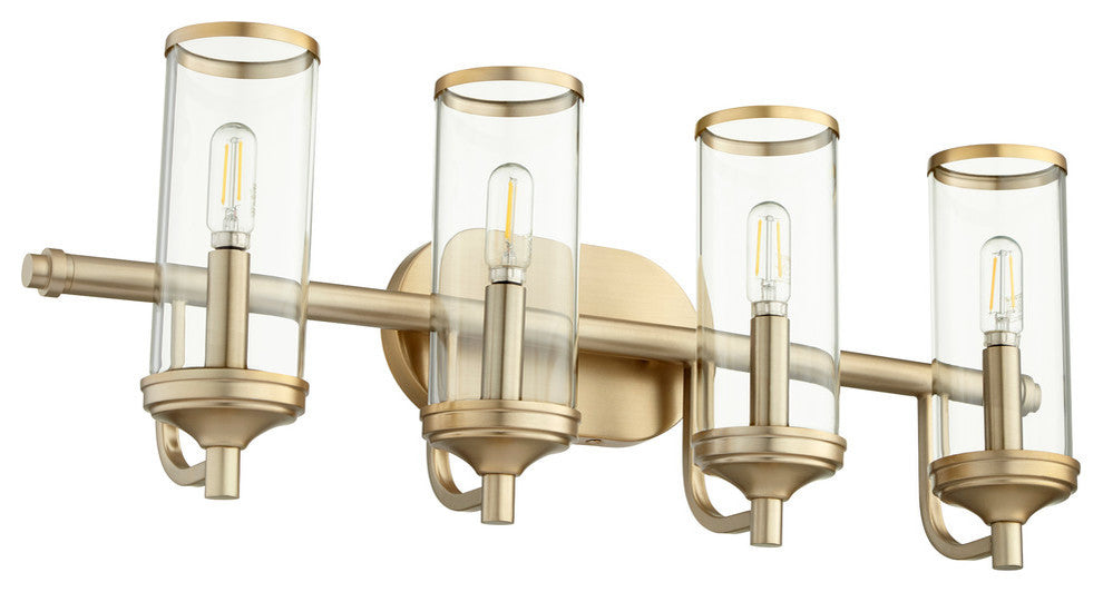 Collins 4-Light Vanity Fixture, Aged Brass