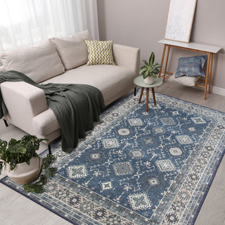 Amer Rugs Myra Halsey MYR-10 Blue Power-loomed - 2'8" X 10' Runner Area Rug