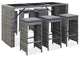 vidaXL 7-Piece Garden Bar Set With Cushions Poly Rattan Gray