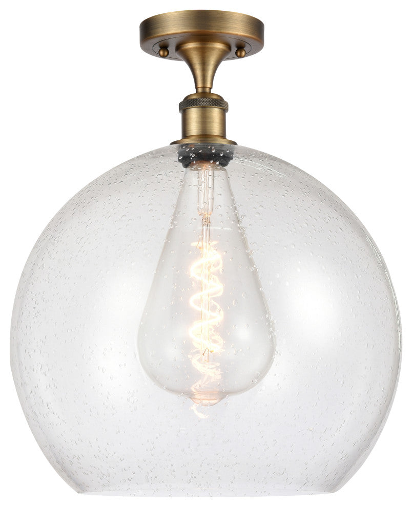 Innovations 516-1C-BB-G124-14 1 Light Semi-Flush Mount, Brushed Brass
