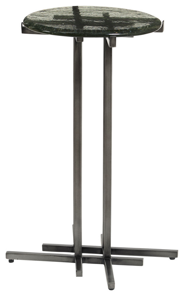 Glass Top Spot Table with Metal Base Pedestal