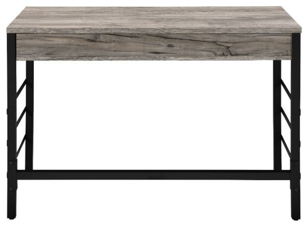 Built-in USB Port Writing Desk, Light Weathered Oak and Black