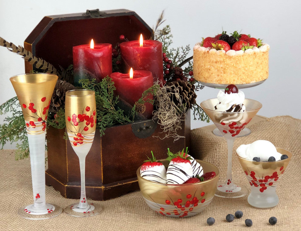 Berries 'n Branches Martini Glasses, Set of 2