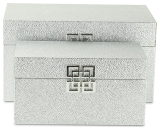 Galena "Double Happiness" Faux Shagreen Box Set, Silver