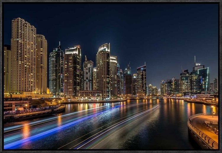 "Dubai Marina" Framed Canvas Giclee by Vinaya Mohan, 23x16"