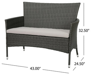 GDF Studio 2-Piece Fidelor Outdoor Gray PE Wicker Set