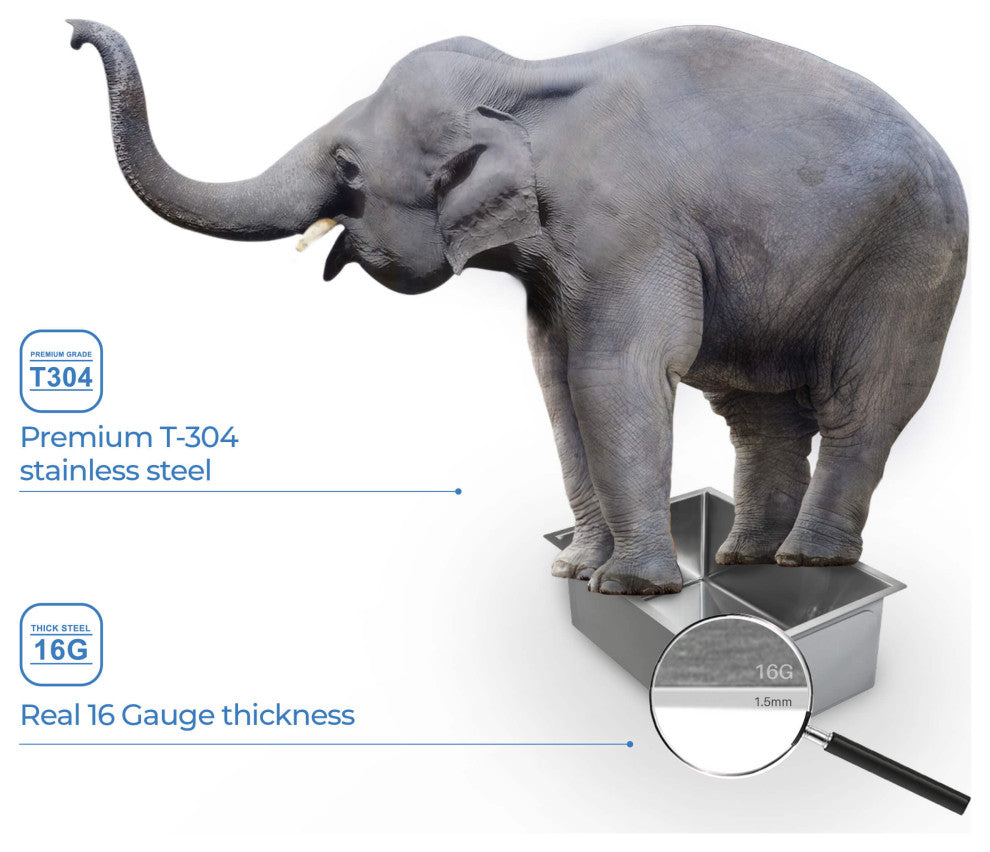 KIBI Handcrafted Undermount Single Bowl 16 gauge Stainless Steel Kitchen Sink, 2