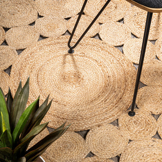 Cassia Round Natural Jute Boho Circle, Natural, 6' Round