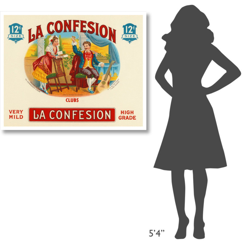 "La Confession Cigars" Digital Paper Print by Vintage Booze Labels, 42"x34"