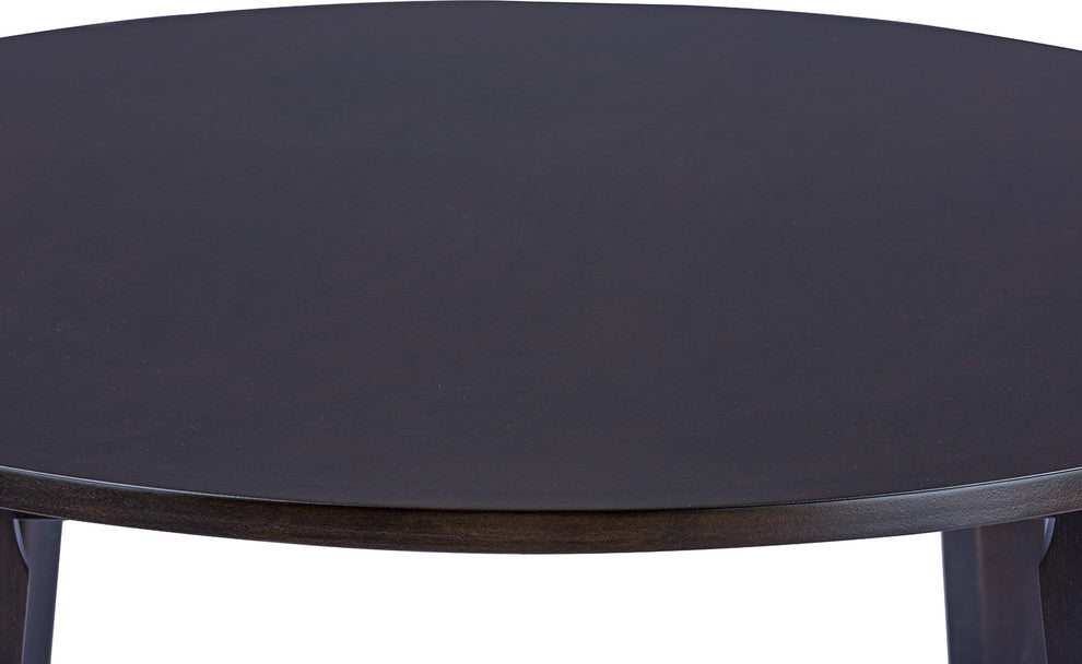 Debbie Mid-Century Dark Brown Wood Round Dining Table