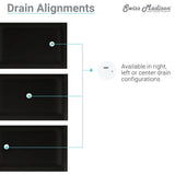 Voltaire 60"x32" Acrylic Black, Single-Threshold, Center Drain, Shower Base