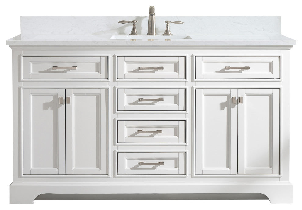 Milano Transitional White 60" Single Sink Vanity