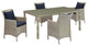 Conduit 5 Piece Outdoor Patio Wicker Rattan Dining Set Light Gray Navy