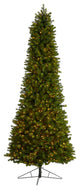 9.5' Slim Colorado Mountain Spruce Faux Xmas Tree W/ Lights & Bendable Branches