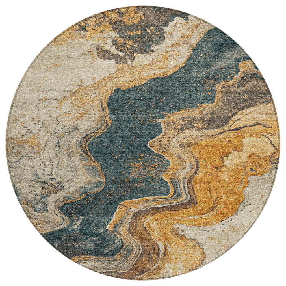 Machine Washable Indoor/Outdoor Chantille ACN1907 Linen 8' x 8' Round Rug