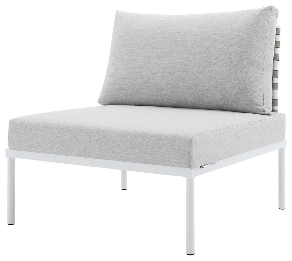 Lounge Sectional Sofa Chair Table Set, Sunbrella, Aluminum, Gray, Outdoor