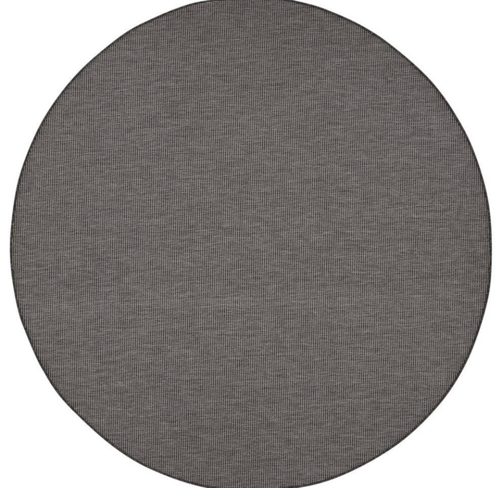 8' Charcoal Round Power Loom Area Rug