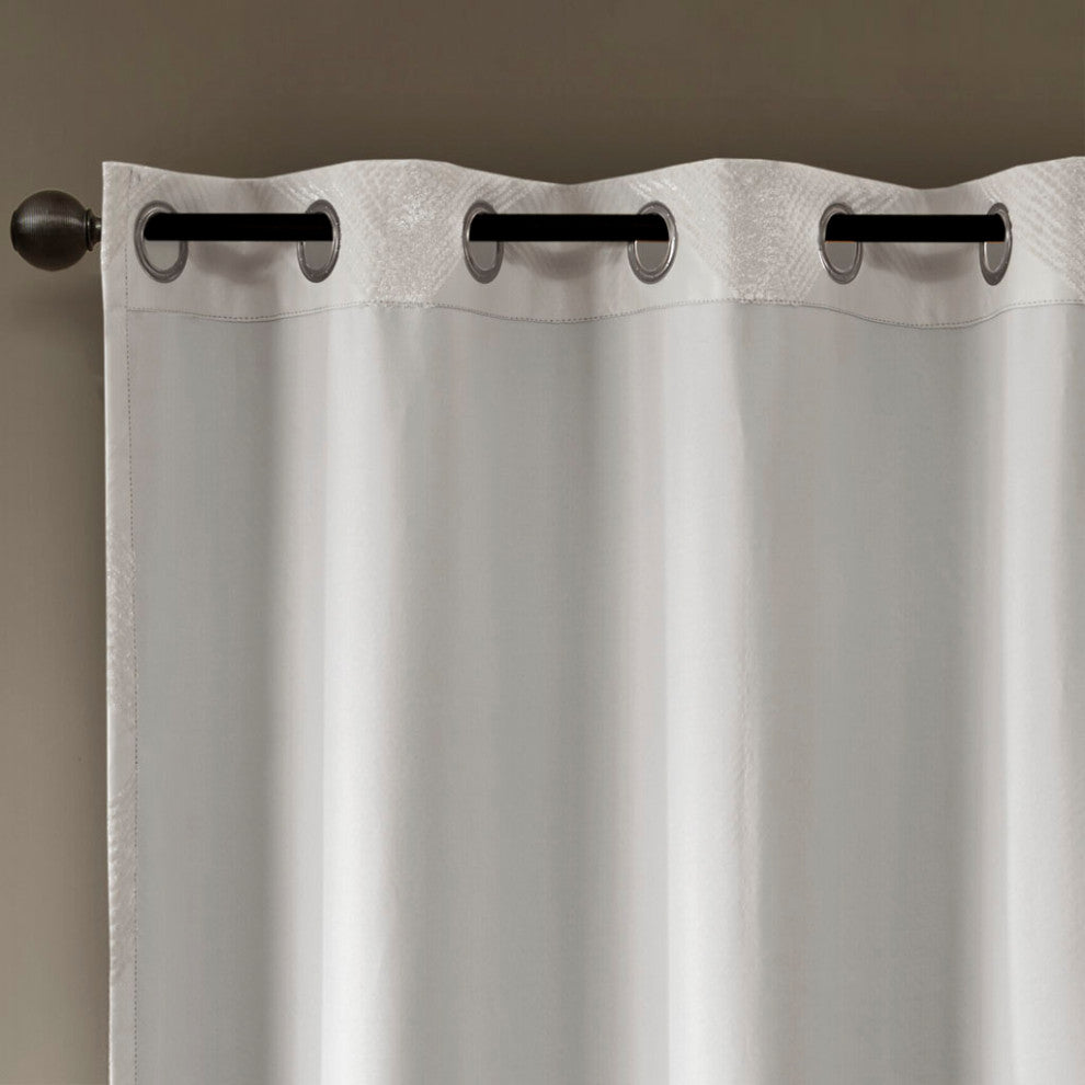 SunSmart Bentley Ogee Total Blackout Window Curtain Panel, White, White, 95"