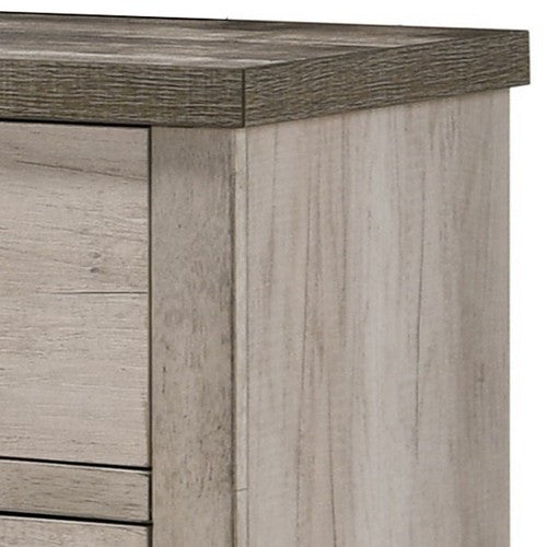 Benzara BM215299 6 Drawer Wooden Dresser With Metal Ring Pulls, Weathered Brown