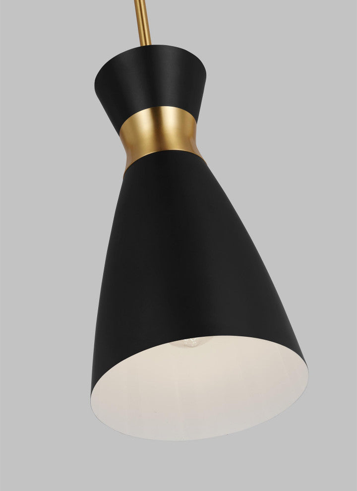 Heath Small Pendant, Midnight Black and Burnished Brass