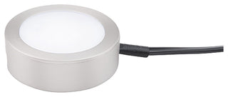 LED Puck Light, Brushed Nickel, Single 6" Lead Wire/6' Power Cord